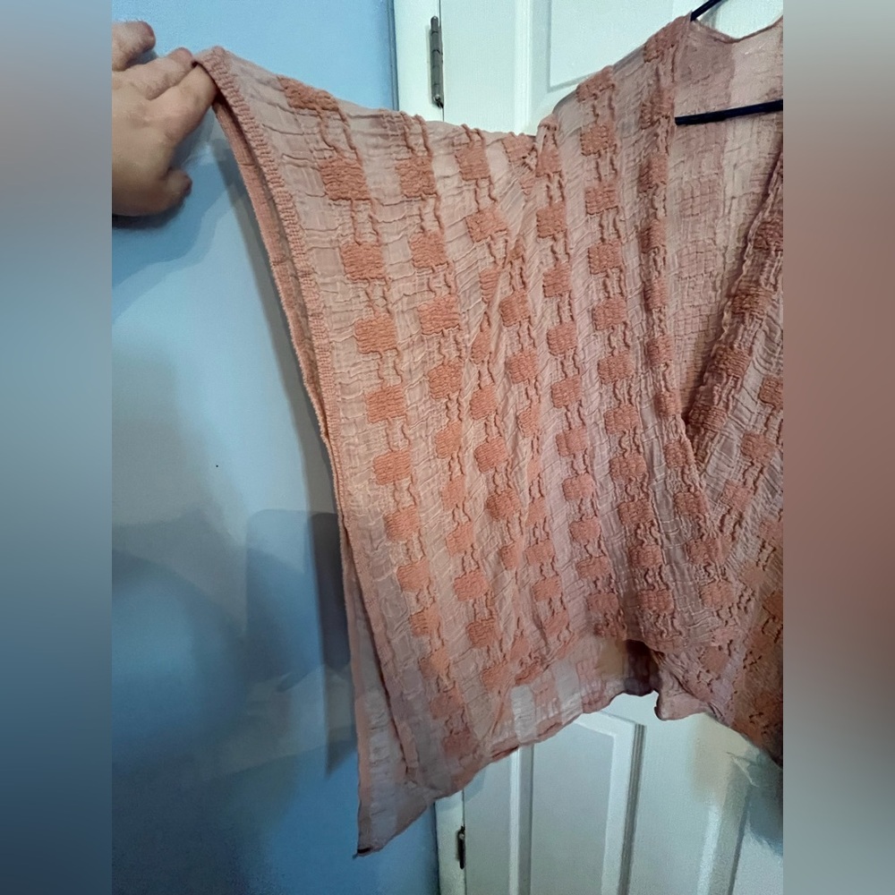 Textured Kimono One Size Blush Pink - Picture 4 of 7